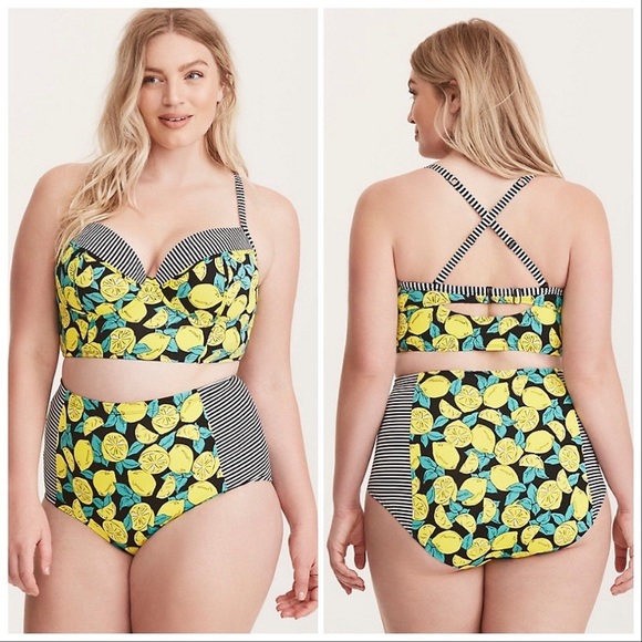 TORRID lemon print matching bikini set, 2X. - Picture 5 of 10